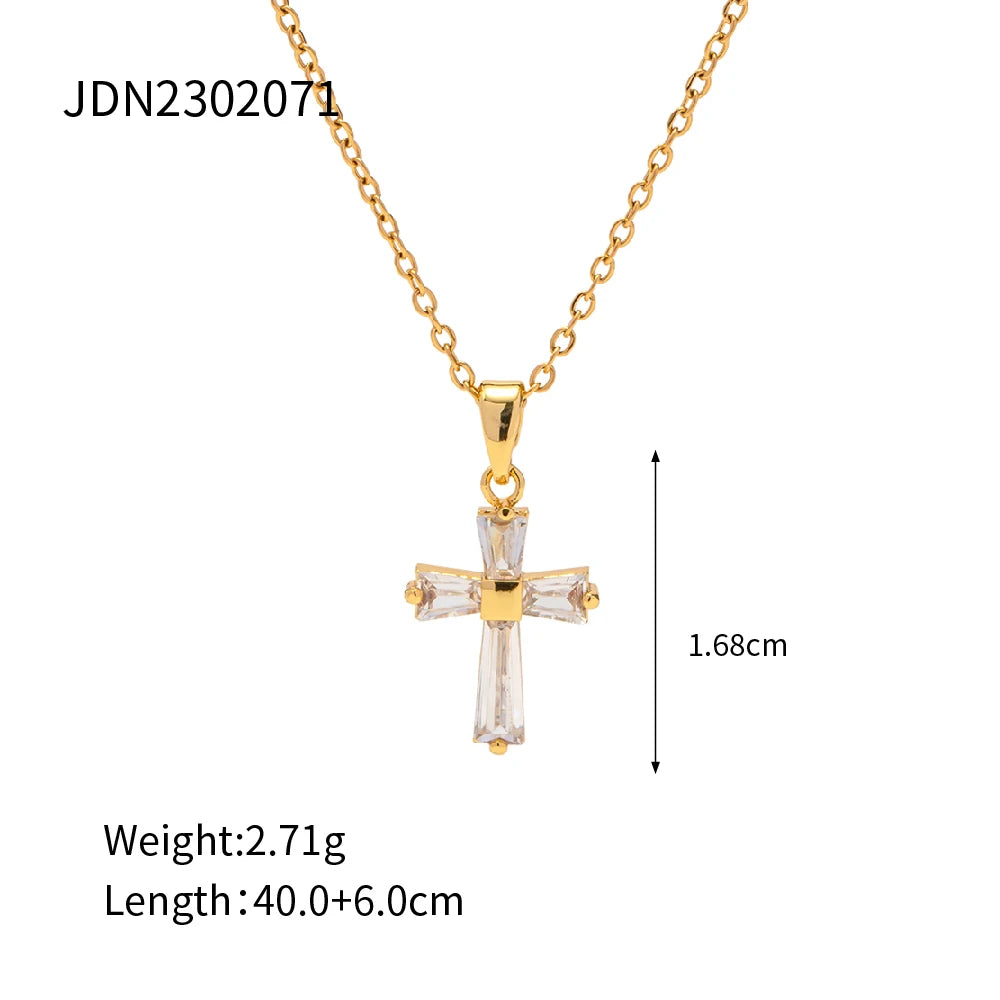 Delicate White Cubic Zirconia Square Geometric Pendant Necklace
