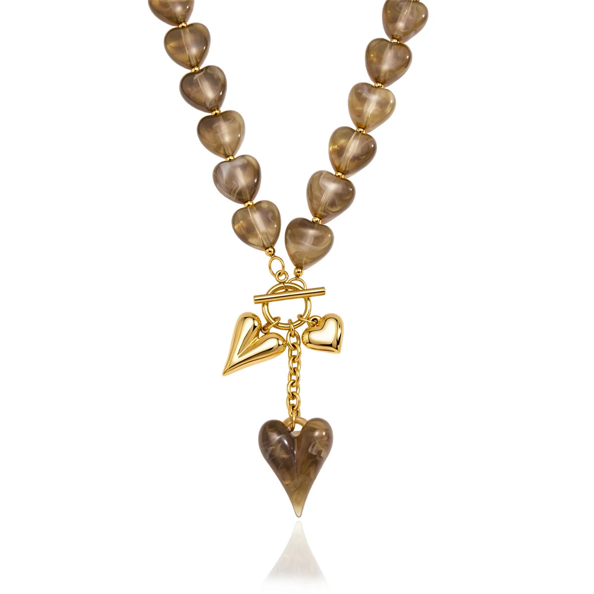 Chic Chunky Resin Heart Pendant Necklace