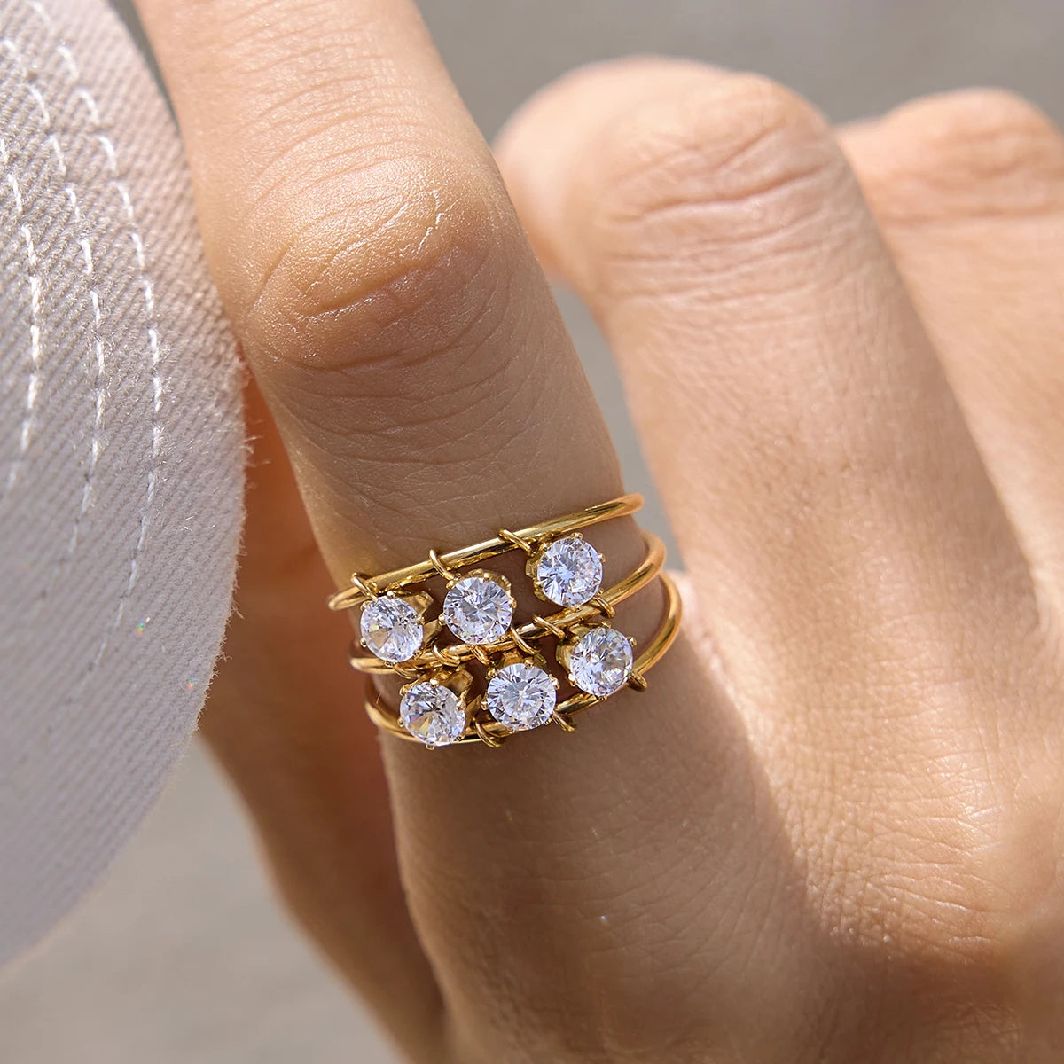 Delicate Slideable Zircon Rings