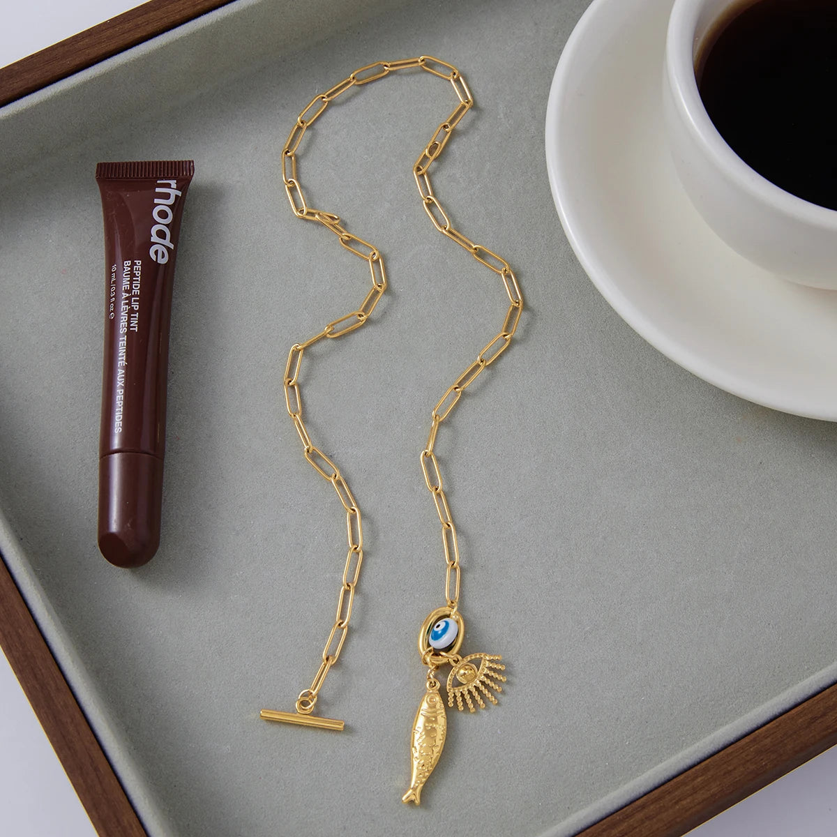 Lucky Fish Evil Eye Pendant Necklace