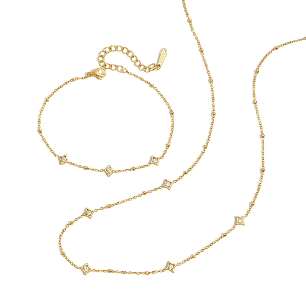 Zircon Star Necklace Bracelet And Necklace