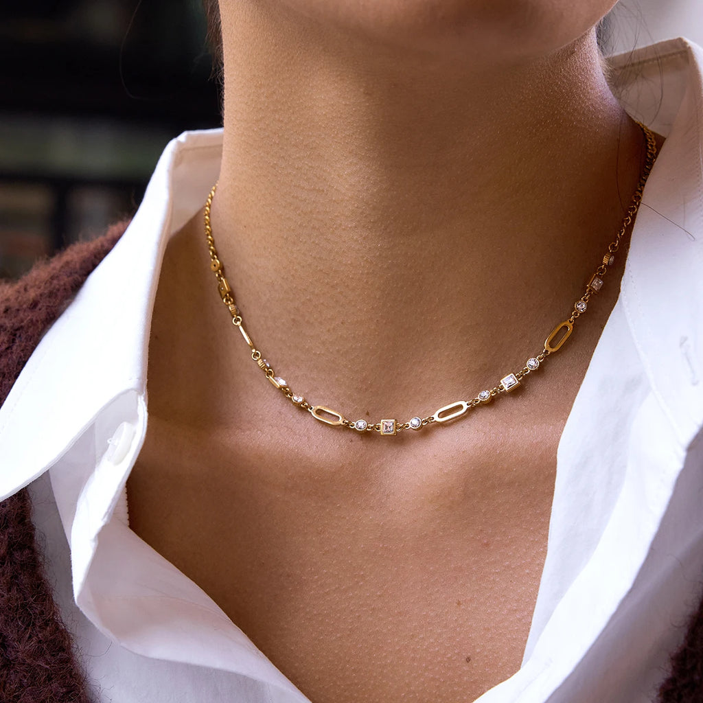 Geometric Crystal Chain Necklace