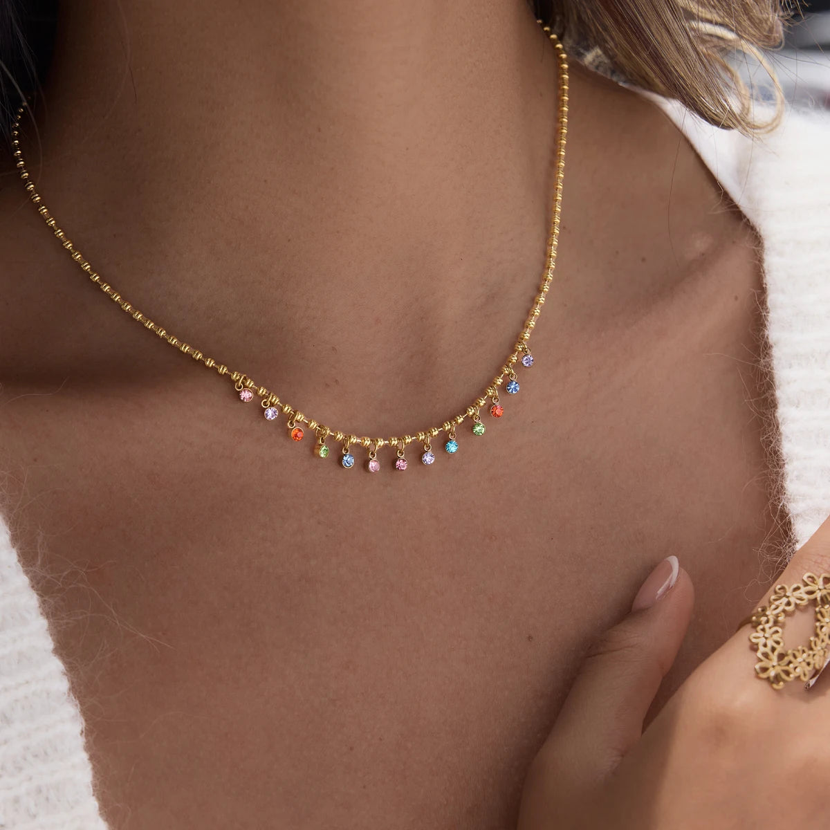 Delicate Colored Zircon Pendant Necklace