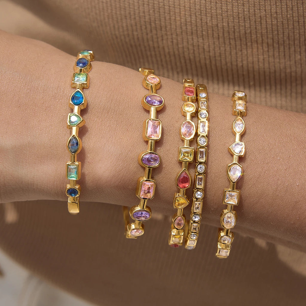Multicolor Geometric Zircon Bangle