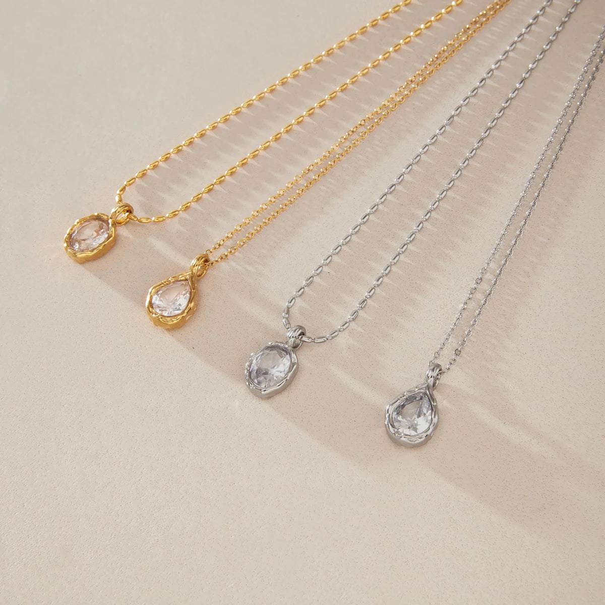 Delicate Geometric Cubic Zircon Pendant Necklace