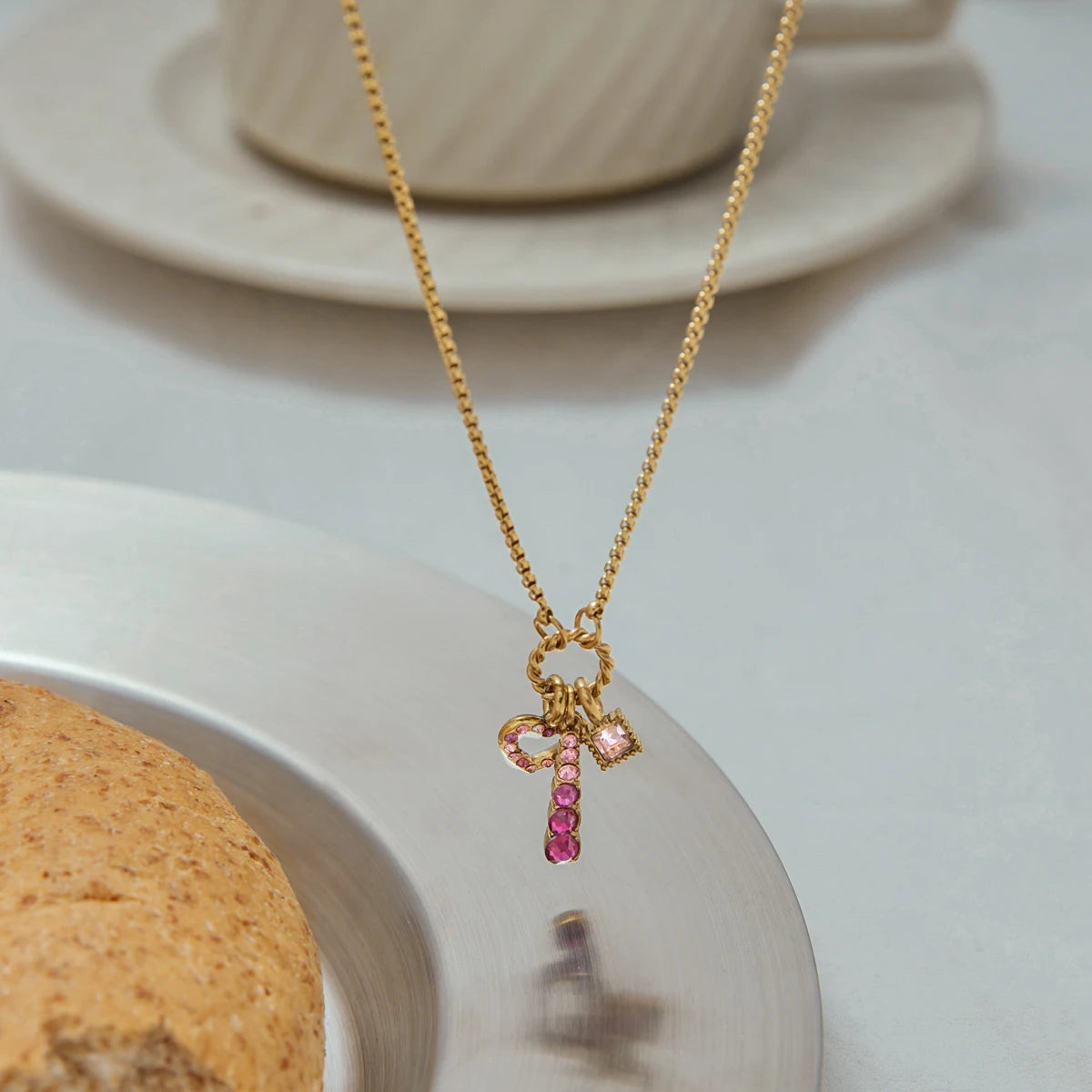 Pink Zirconia Heart Pendant Necklace