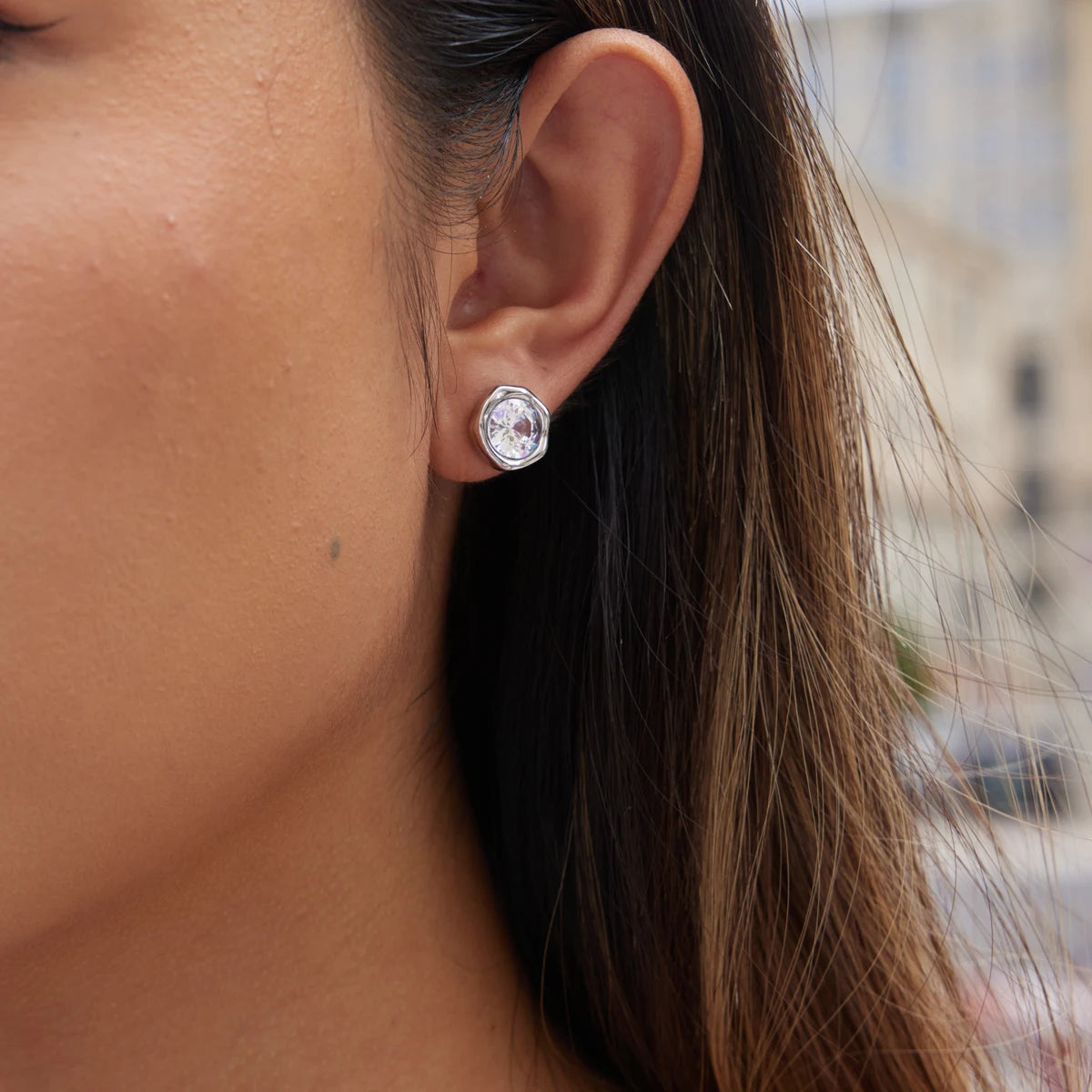 Classic Round Cubic Zircon Stud Earring
