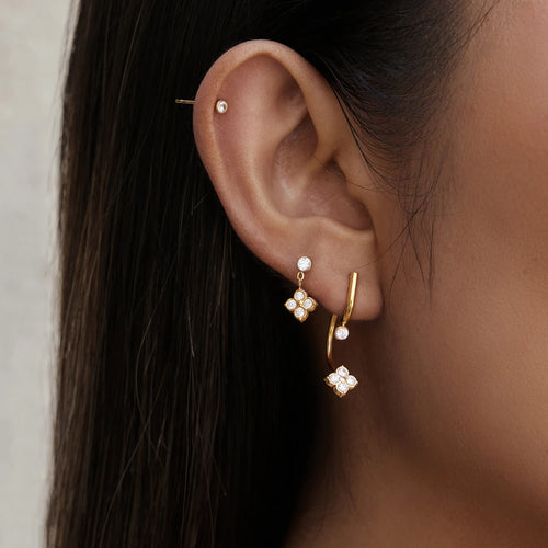 3pcs/set  Zircon Flower Drop Earring