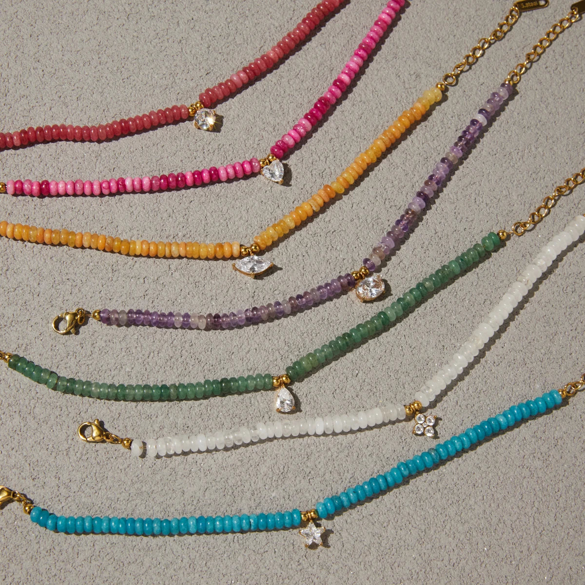 Chic Colored Natural Stone Zircon Pendant Bracelet