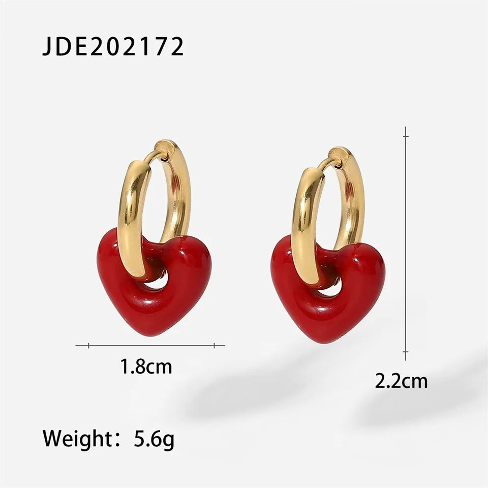 Red Heart Drop Earrings