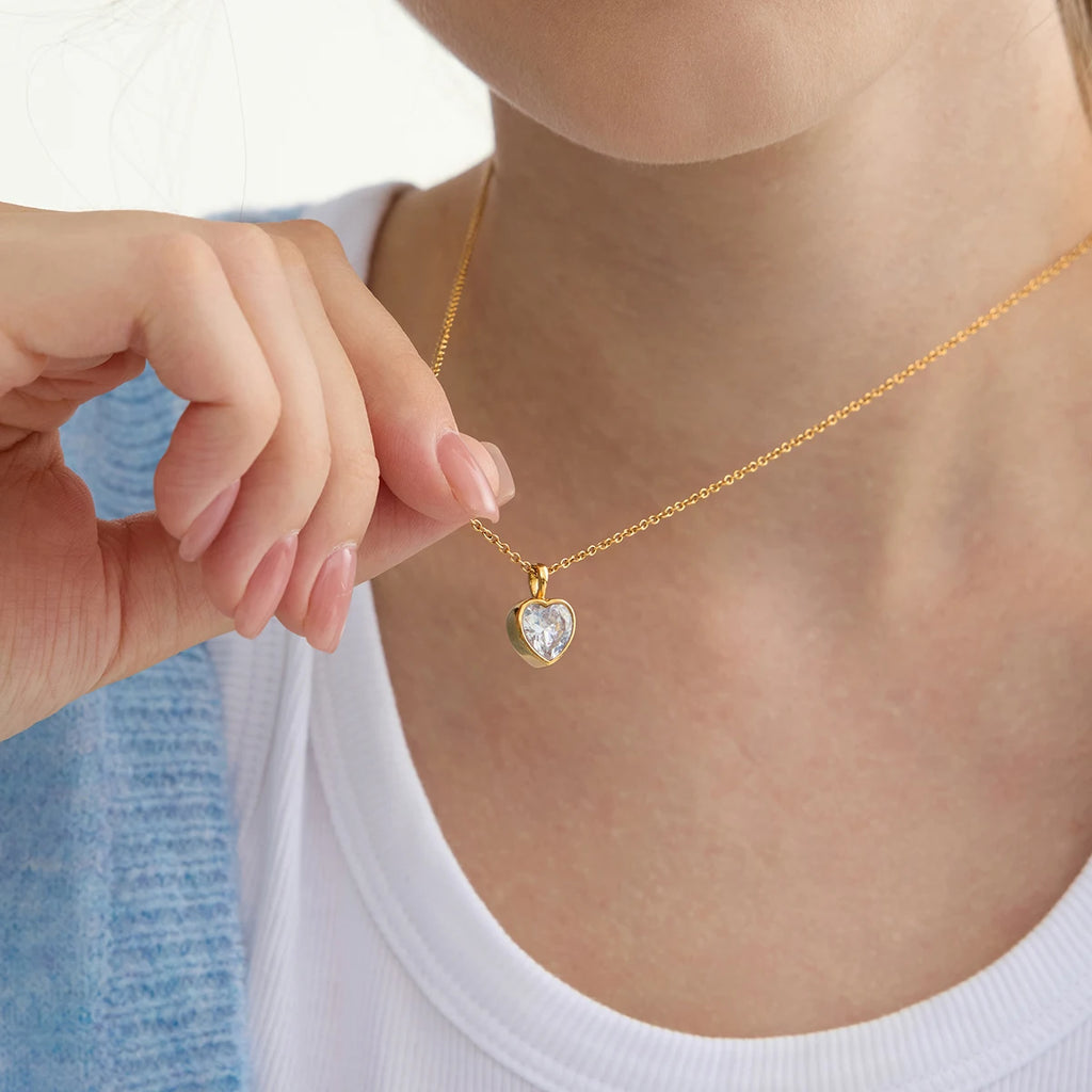 Round Heart Water Drop Oval Zircon Pendant Necklace
