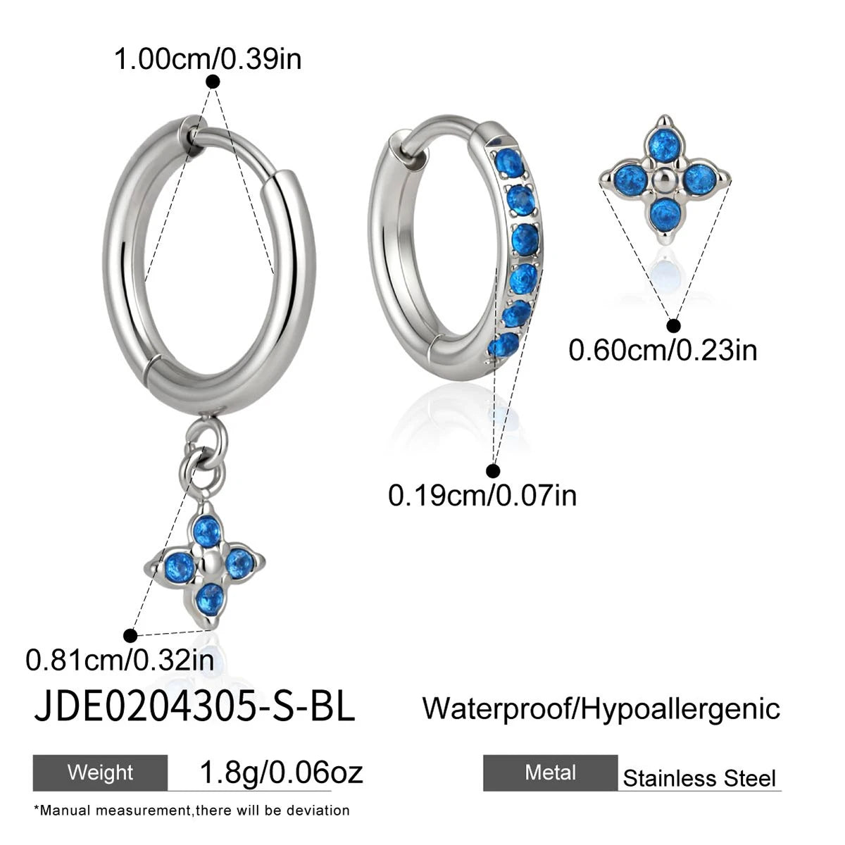 3pcs/set Zircon Flower Pendant Drop Earring