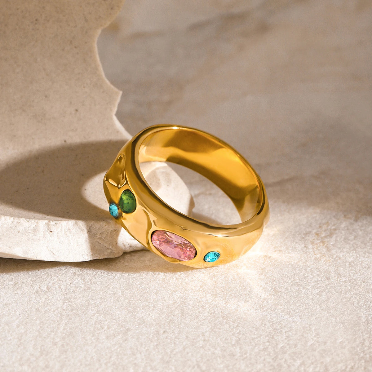 Color Zirconia Diamonds Stainless Steel Ring