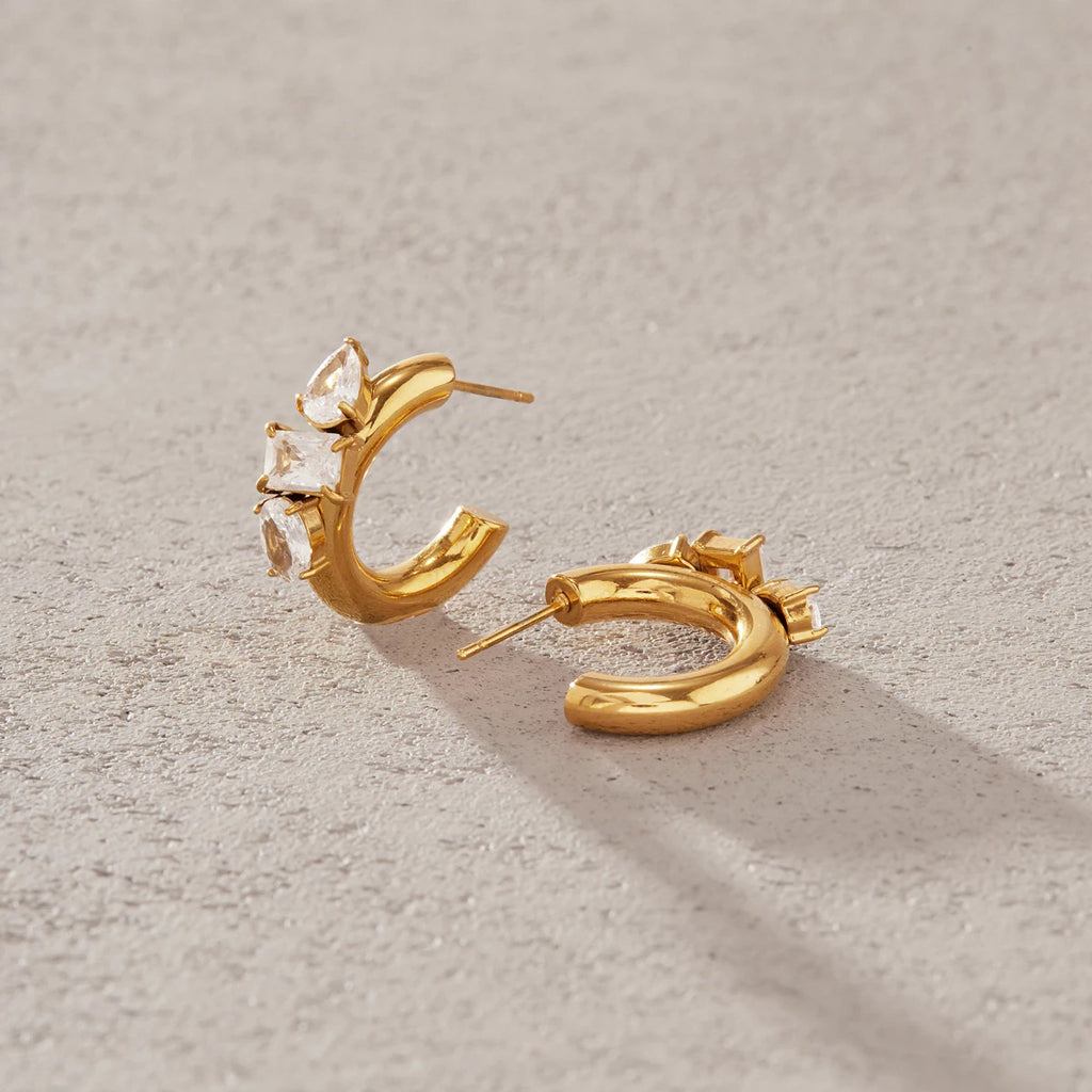 Zircon C Shape Drop Earring