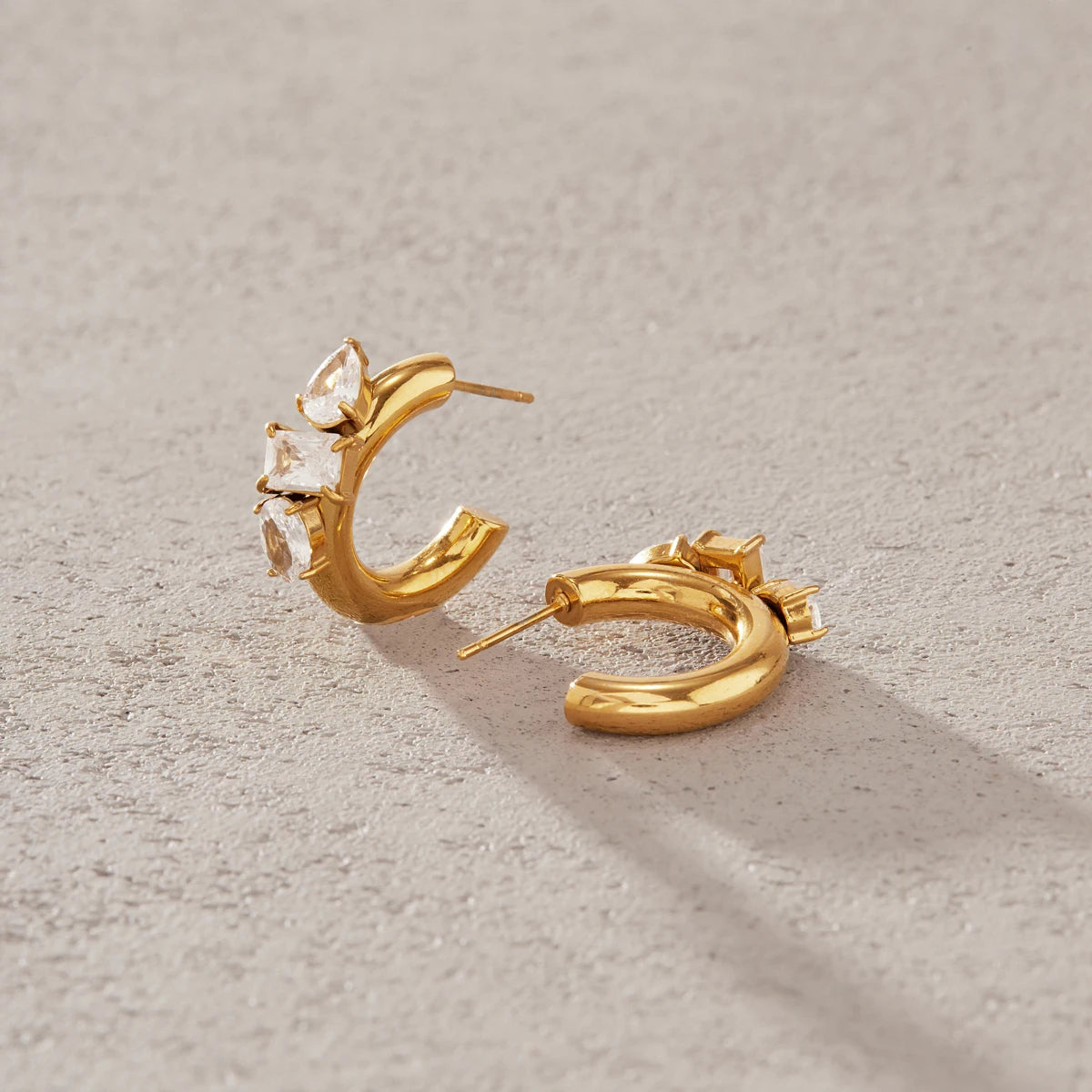 Zircon C Shape Drop Earring