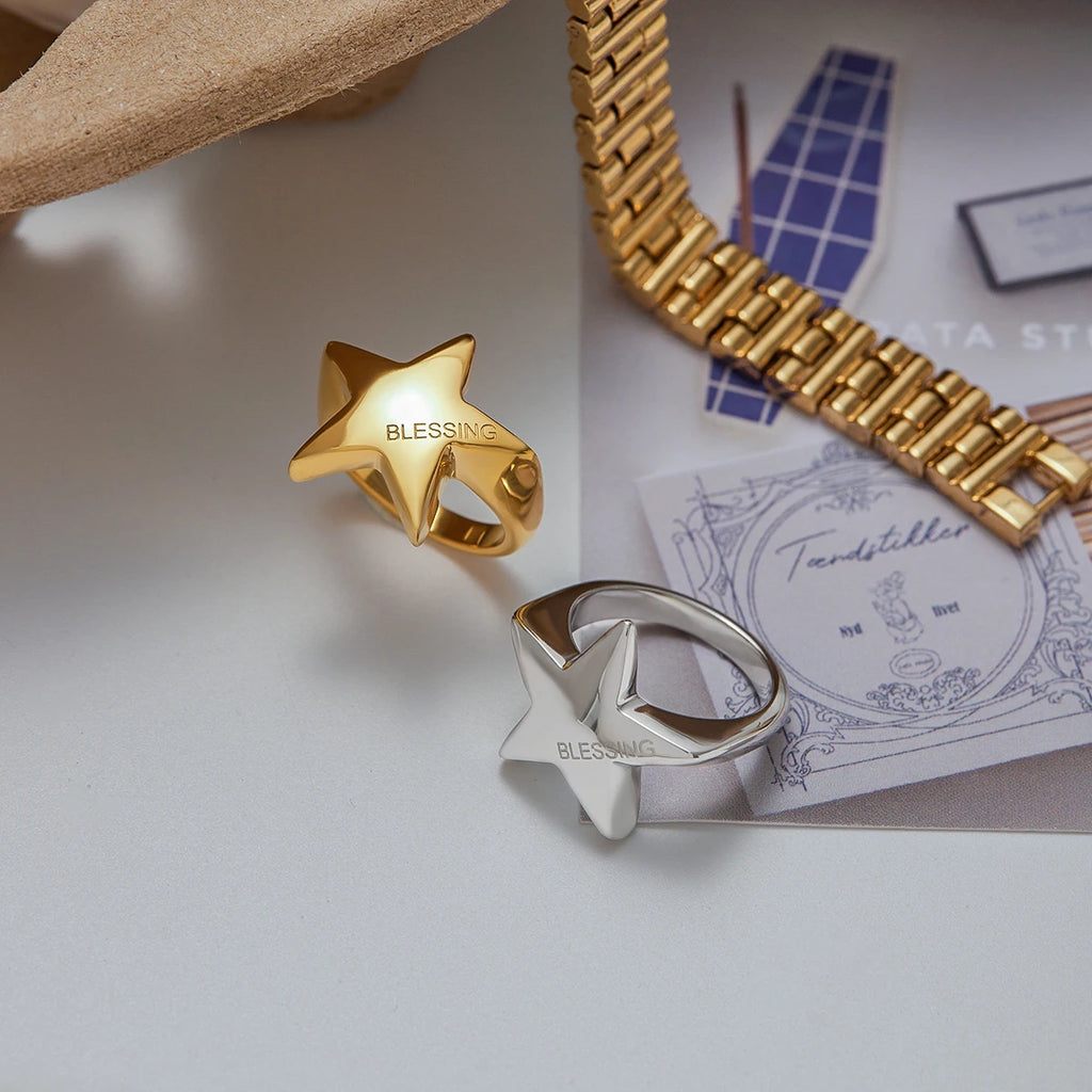Versatile Stainless Steel Metal Star Rings