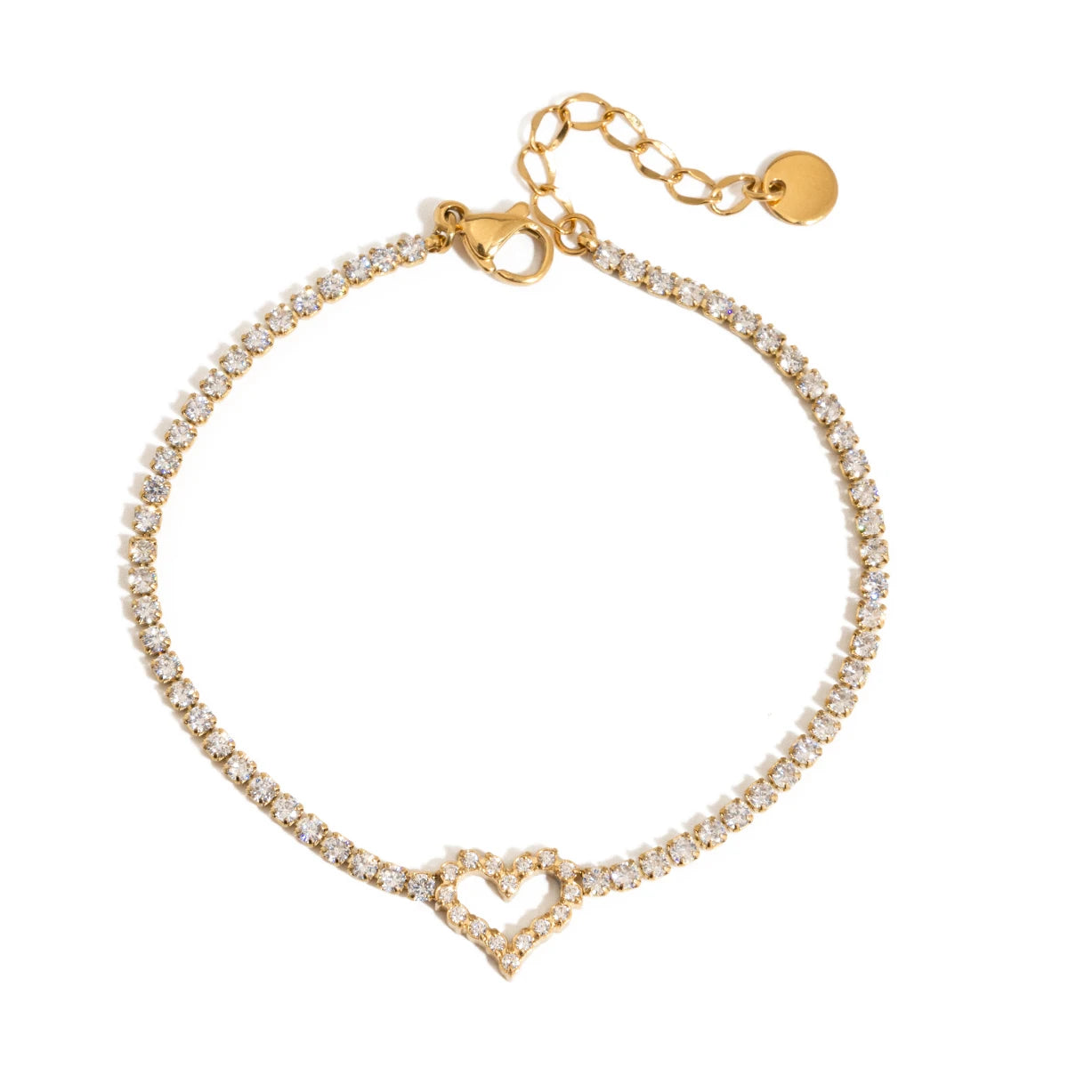 Love Heart Hollow Zirconia Chain Bracelet