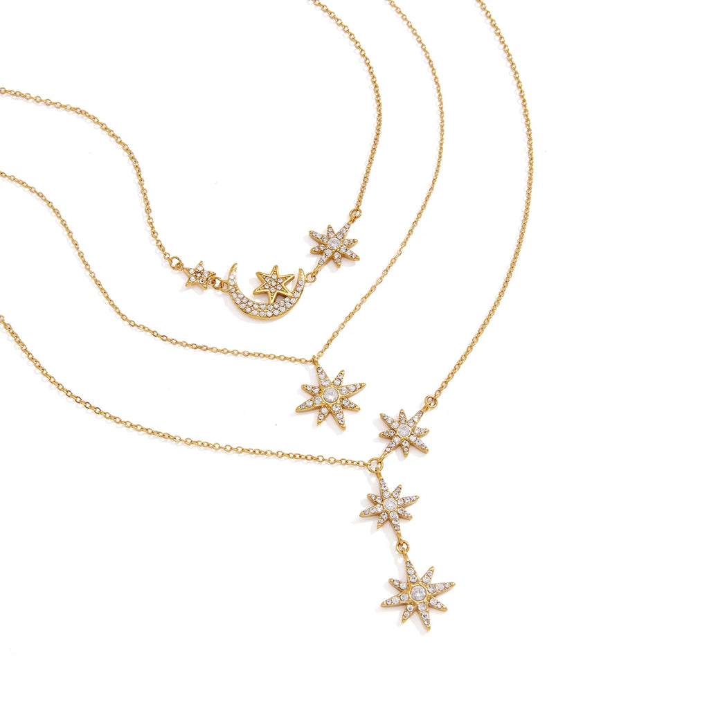 Star Moon Zircon Necklace