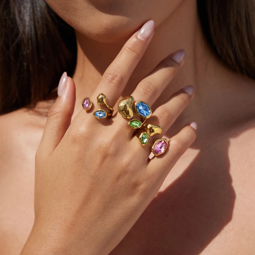 Colored Glass Open Ring