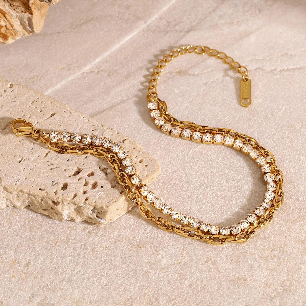 Stainless Steel Cubic Zirconia Chain Bracelet