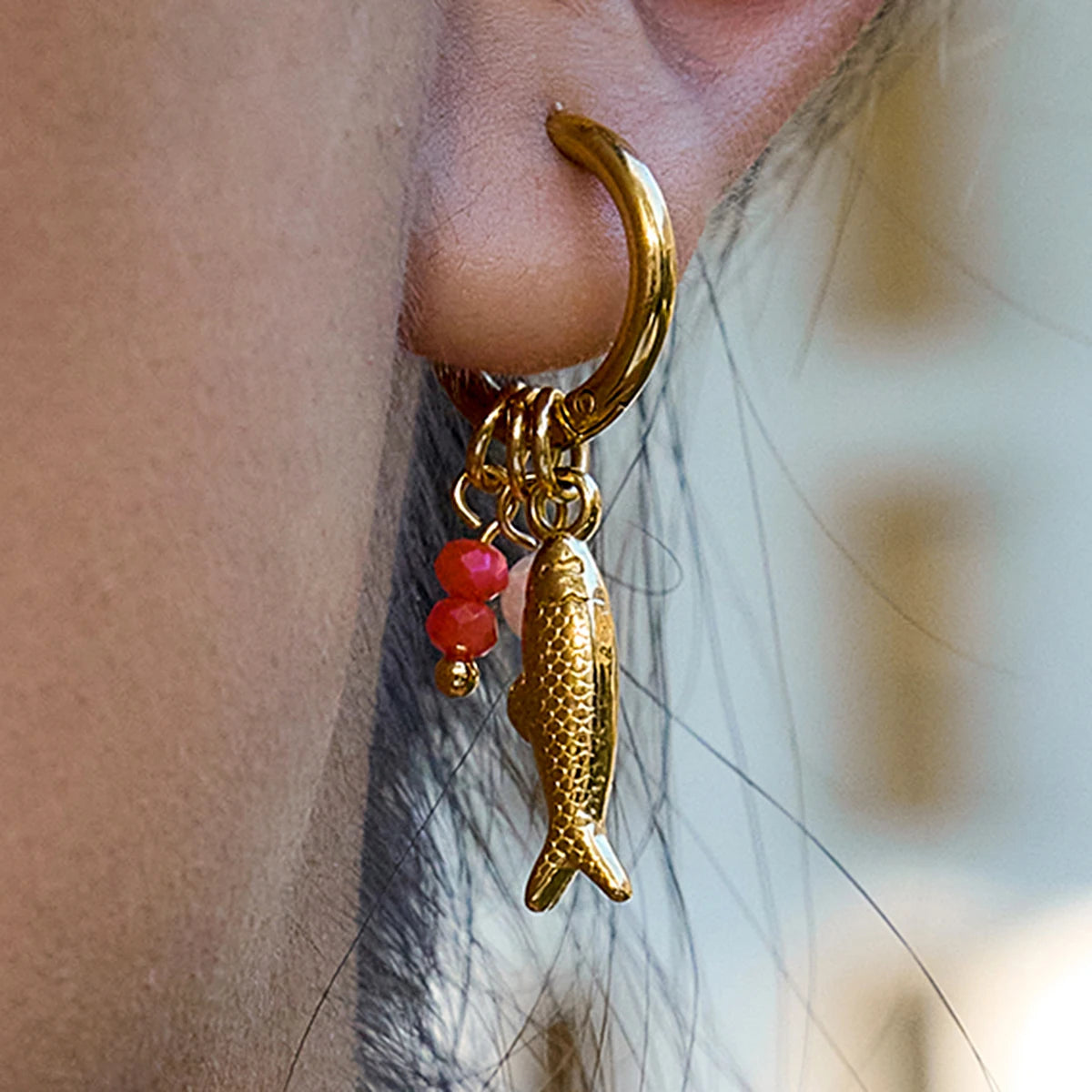 Pearl Fish Dangle Earrings
