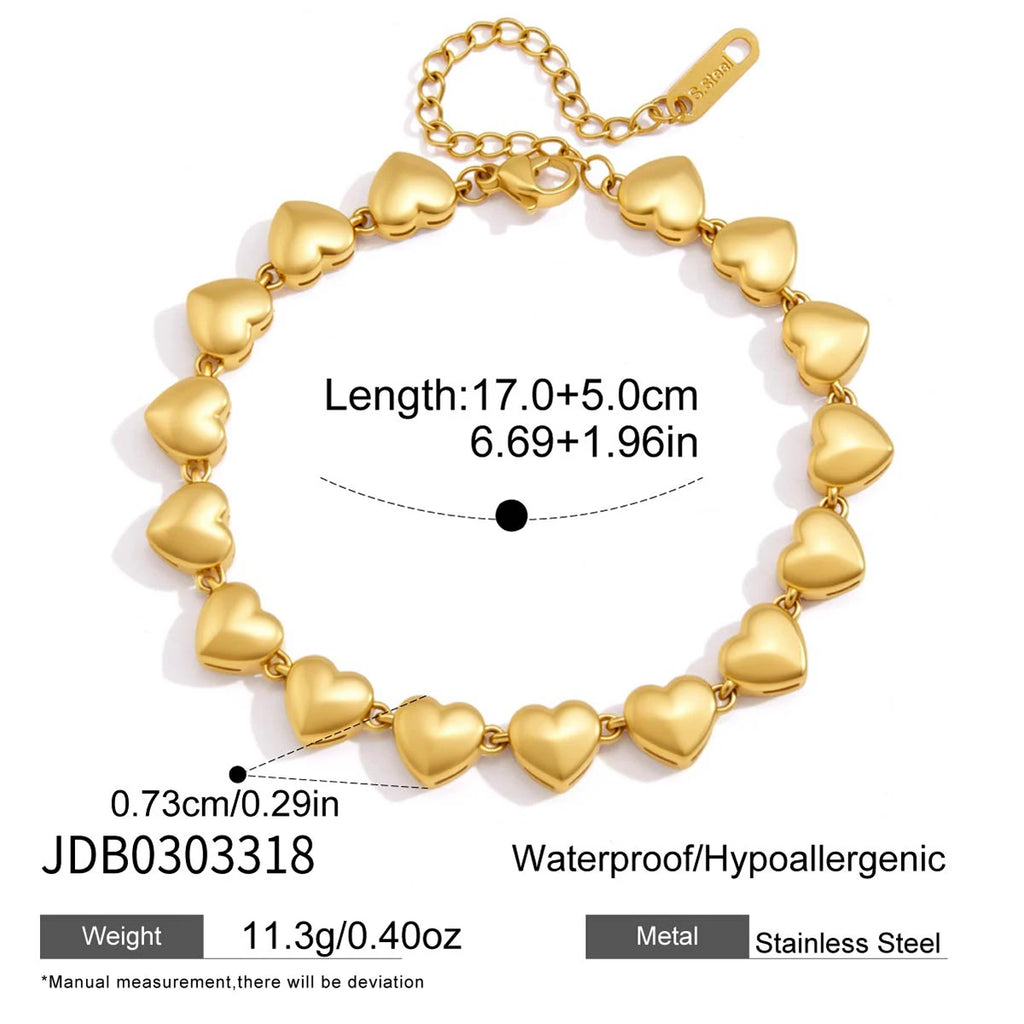 Heart Shape Stainless Steel Waterproof Bracelet