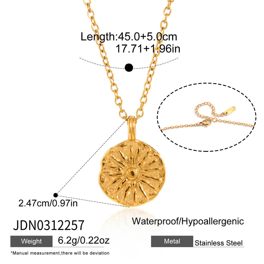 Double Side Moon Sun Coin Pendant Necklace