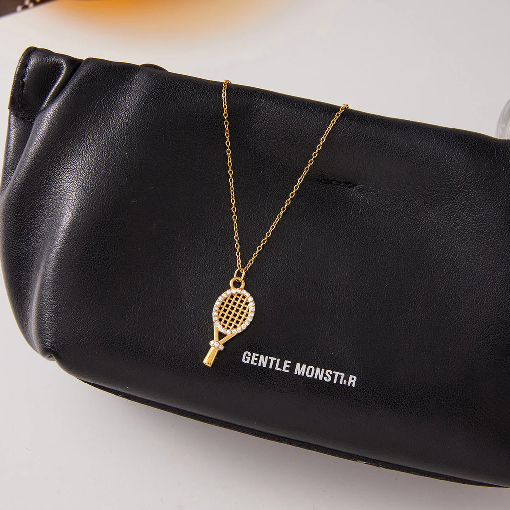 Zircon Tennis Racket Pendant Necklace