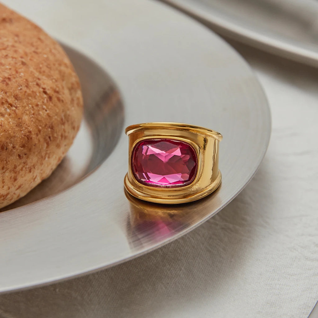 Pink Zirconia Wide Casting Rings