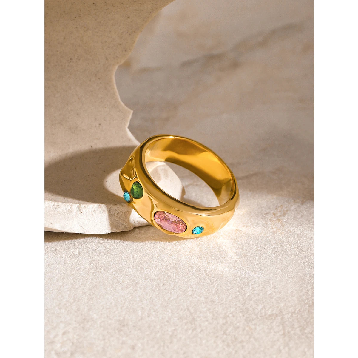 Color Zirconia Diamonds Stainless Steel Ring