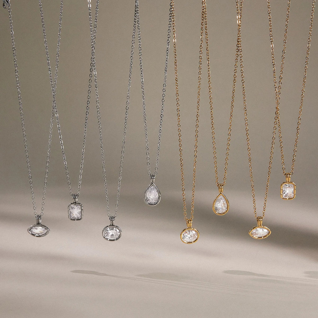 Minimalist Geometric Zircon Pendant Necklace
