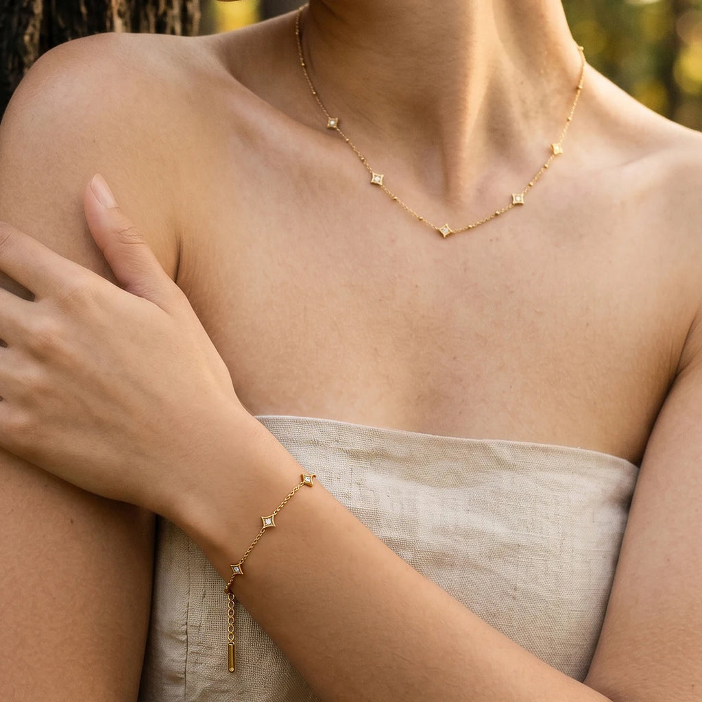 Zircon Star Necklace Bracelet And Necklace