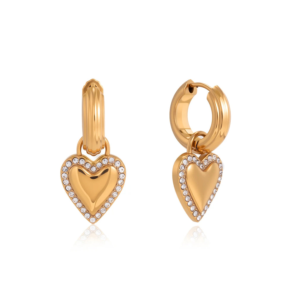 Romantic Crystal Heart Drop Earrings