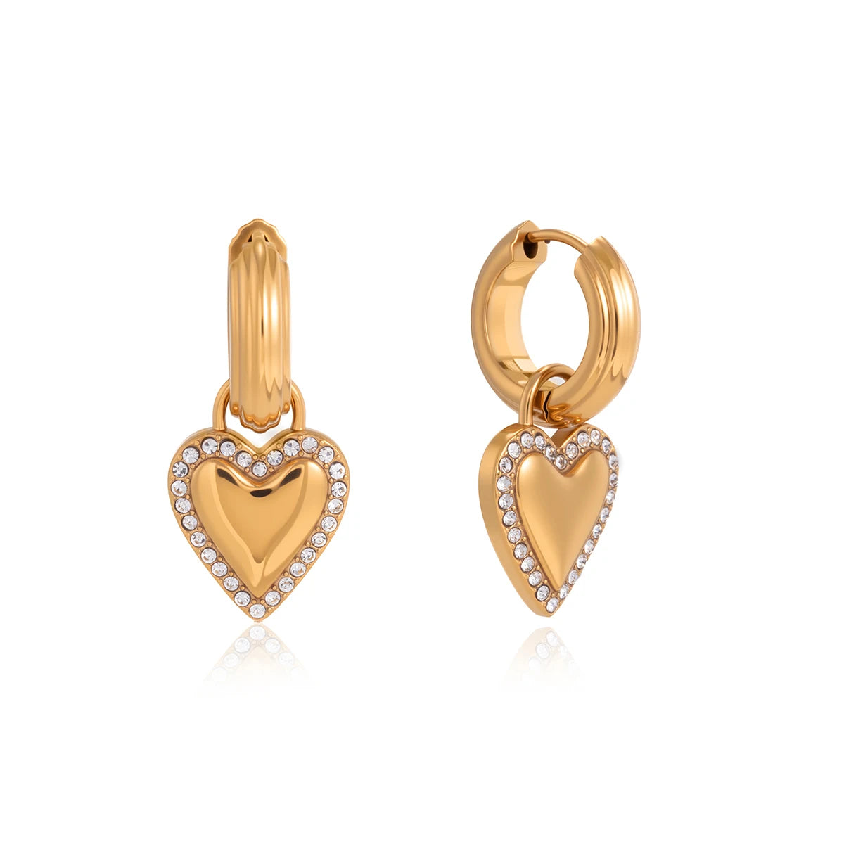 Romantic Crystal Heart Drop Earrings