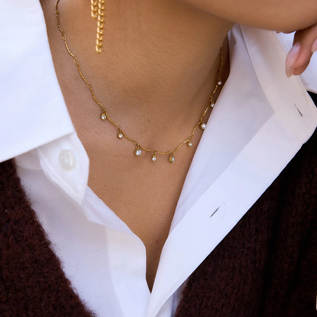 Delicate Round Crystal Pendant Necklace