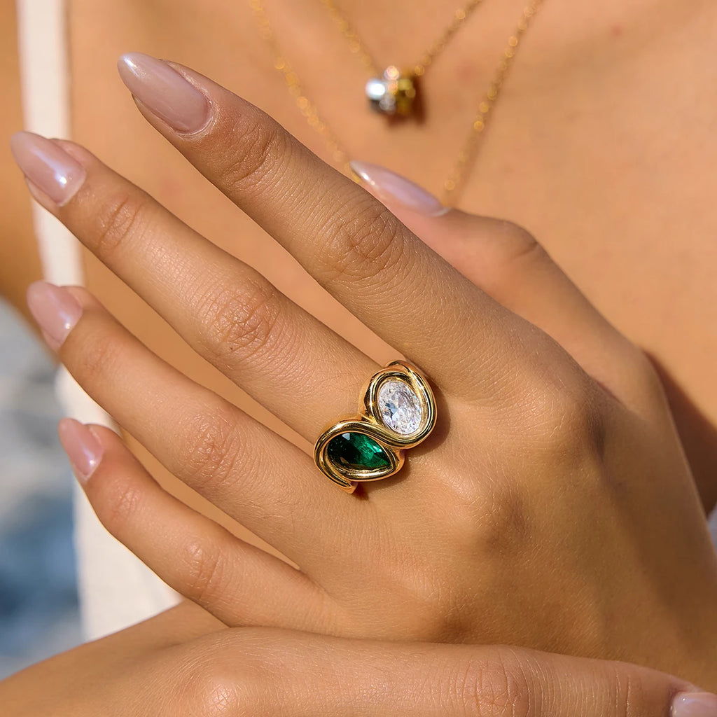 Multicolor Geometric Zircon Rings