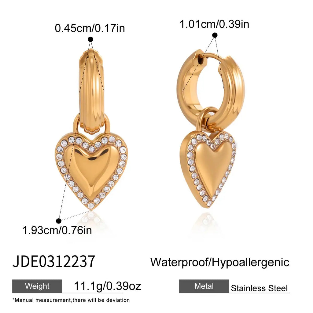 Romantic Crystal Heart Drop Earrings