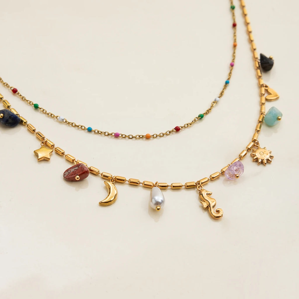 Double Layers Oil Drip Necklace