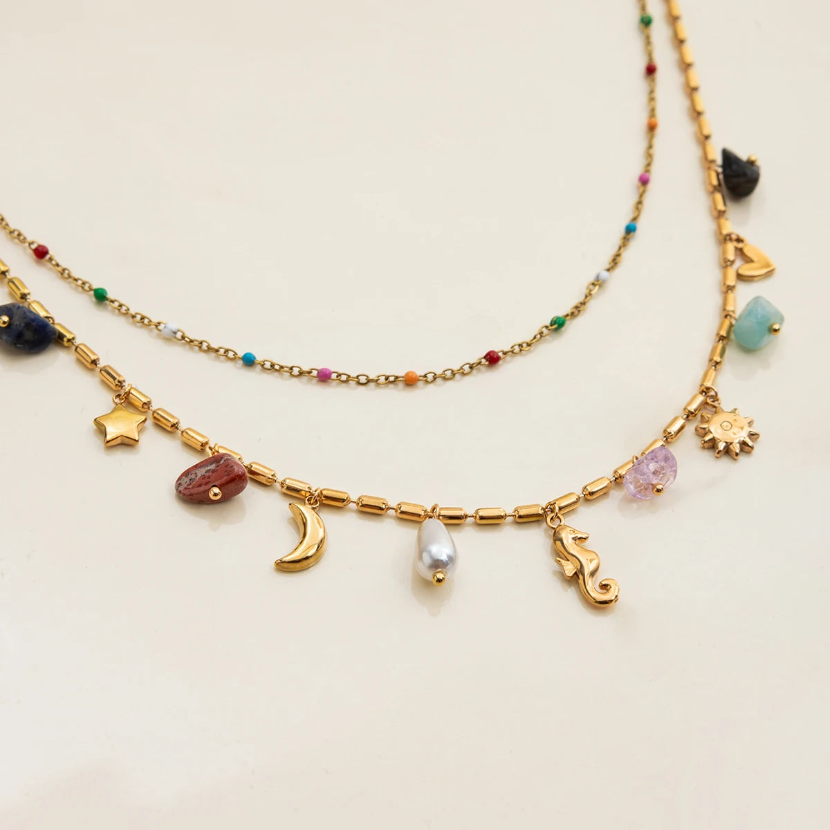 Double Layers Oil Drip Necklace