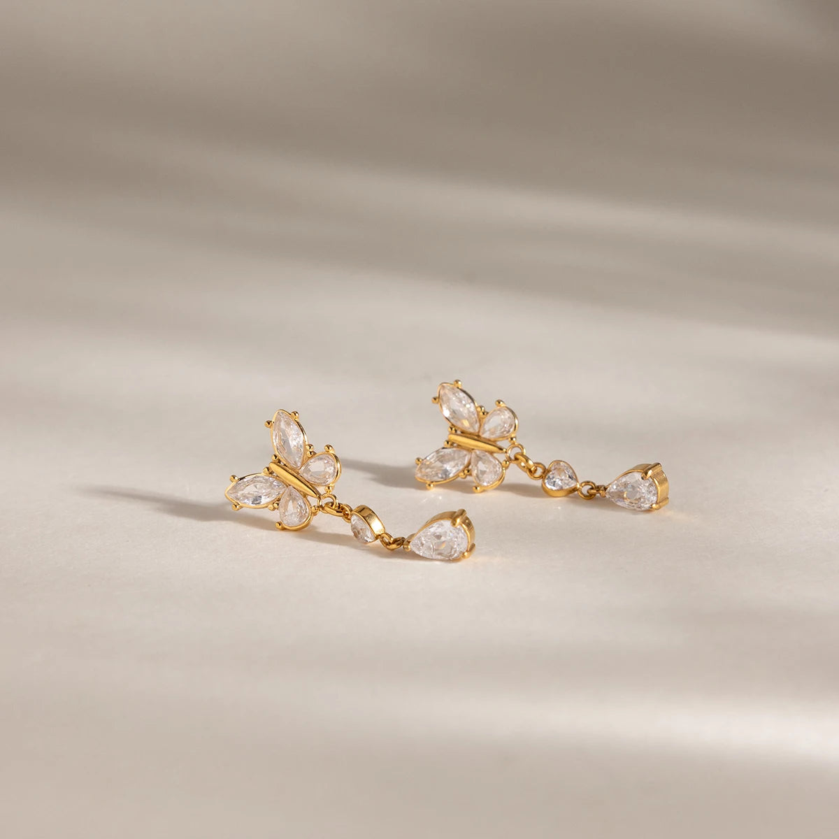 Delicate Zircon Butterfly Heart Water Drop Earrings