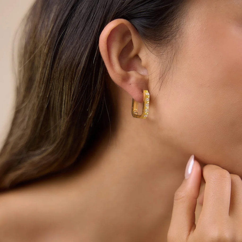 Multicolor Zircon U Shape Clip Earrings