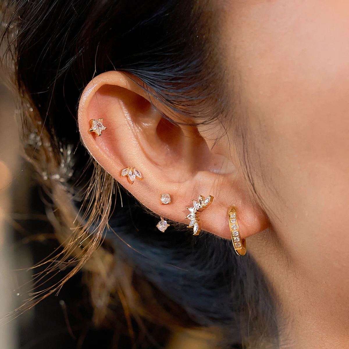 5 Pcs/Set Zircon Earrings