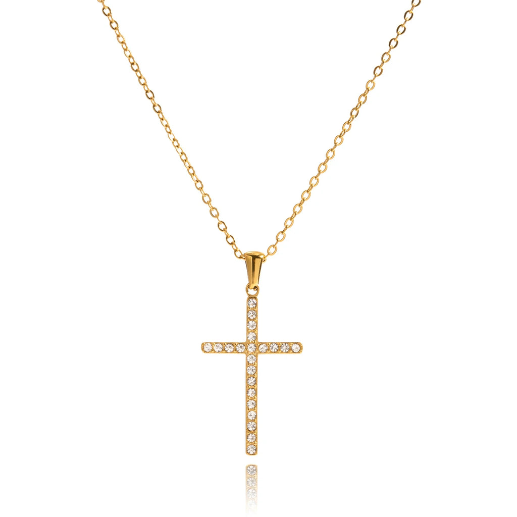 Classic Zircon Cross Pendant Necklace