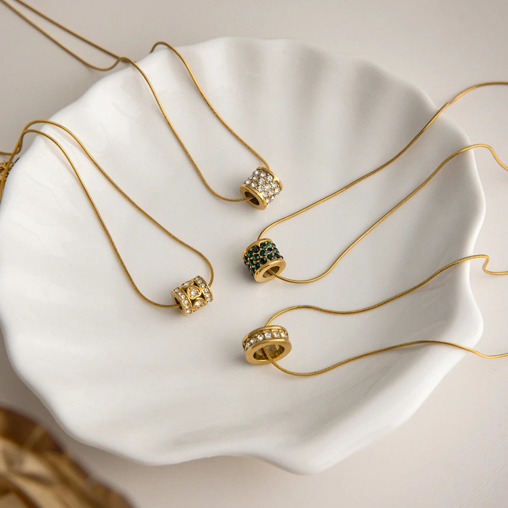 Lucky Zircon Bead Freshwater Pearl Pendant Necklace