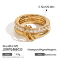 Glossy Shine Stainless Steel White Cubic Zirconia Double Layer Ring