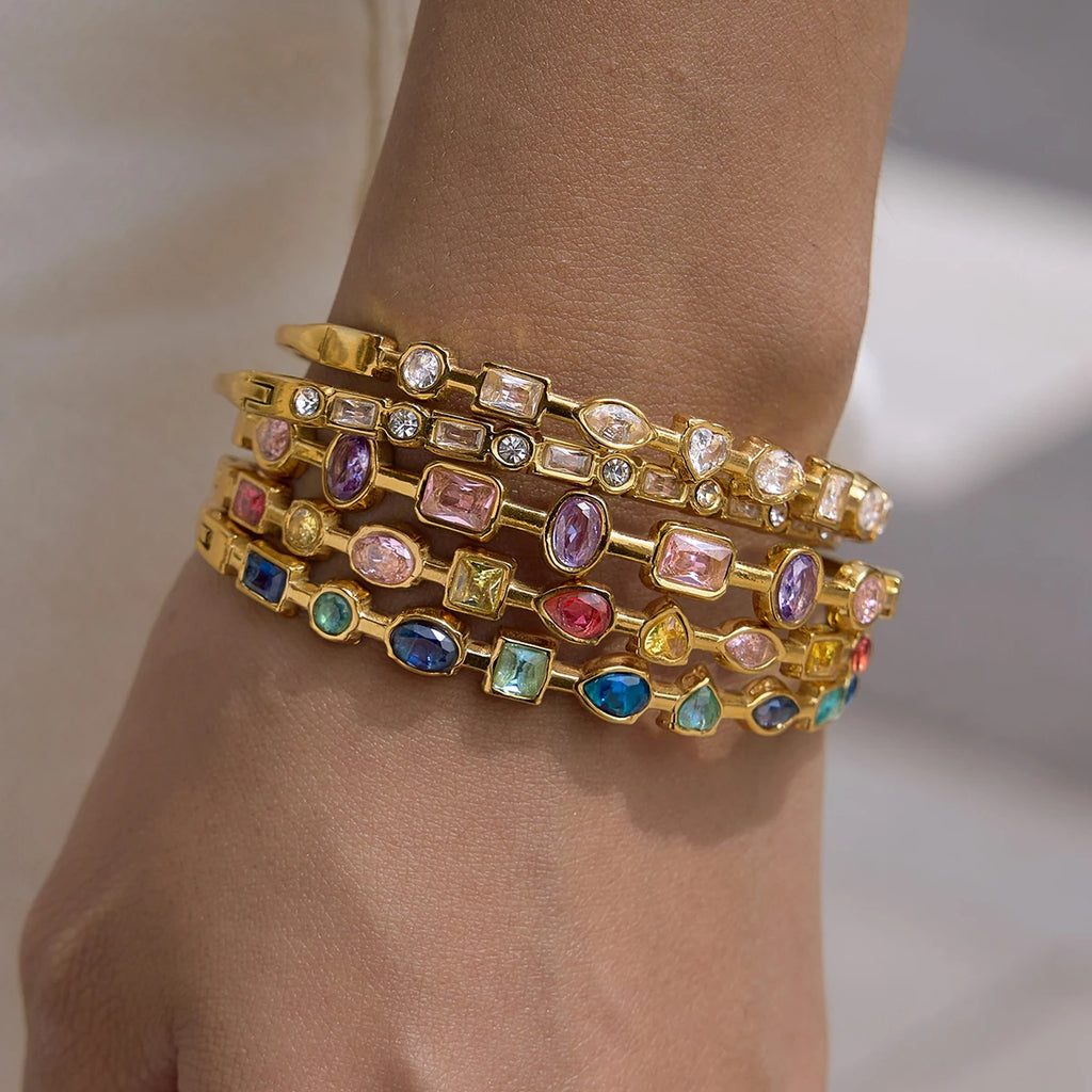 Multicolor Geometric Zircon Bangle