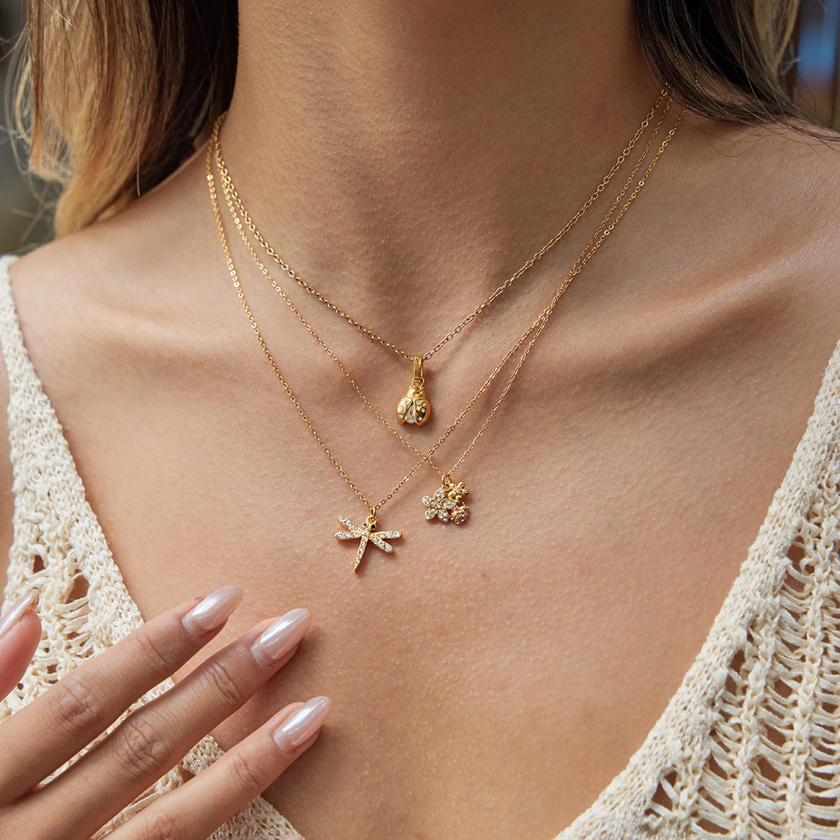 Delicate Crystal Dragonfly Pendant Necklace