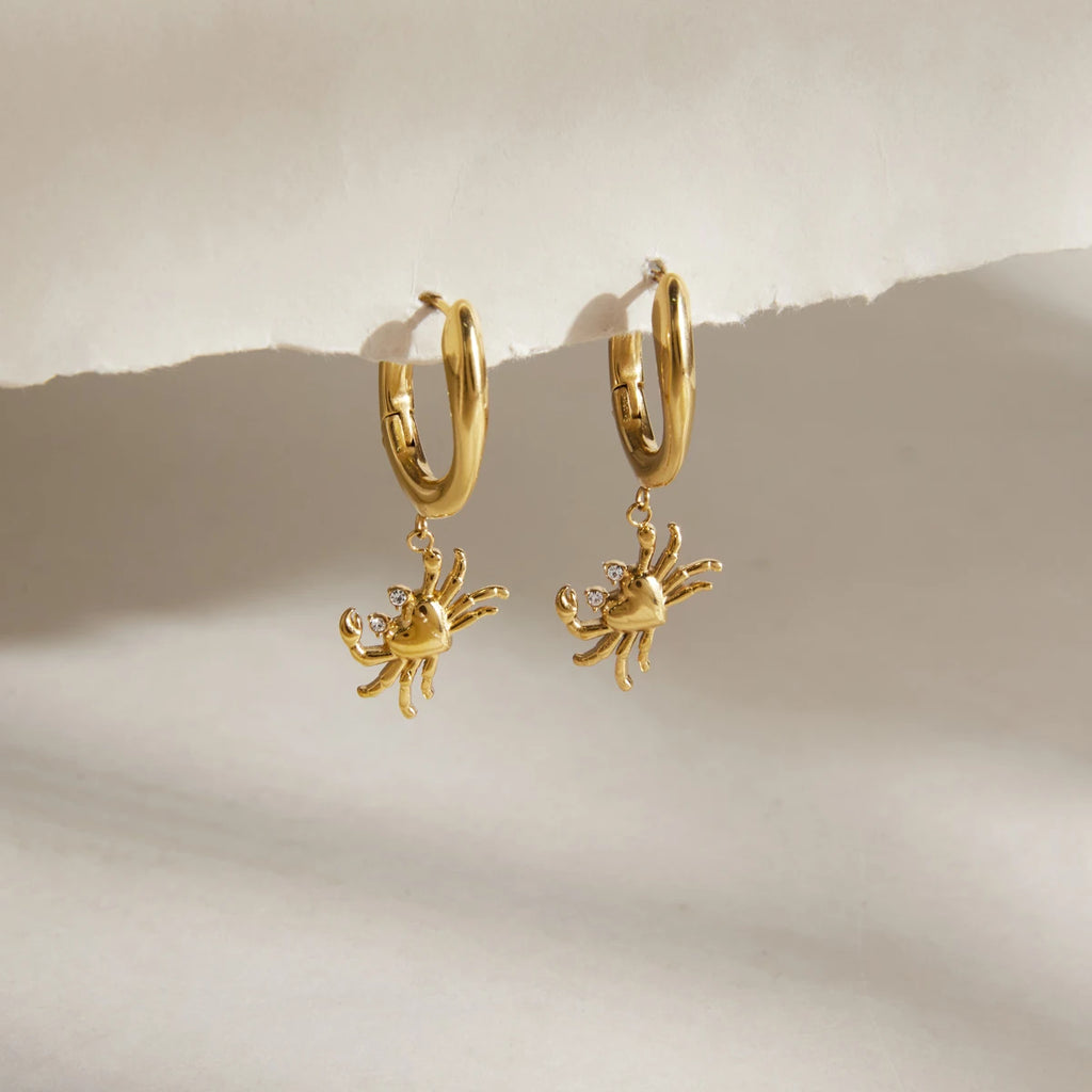 Creative Crab Shaped Pendant Zircon Drop Earrings