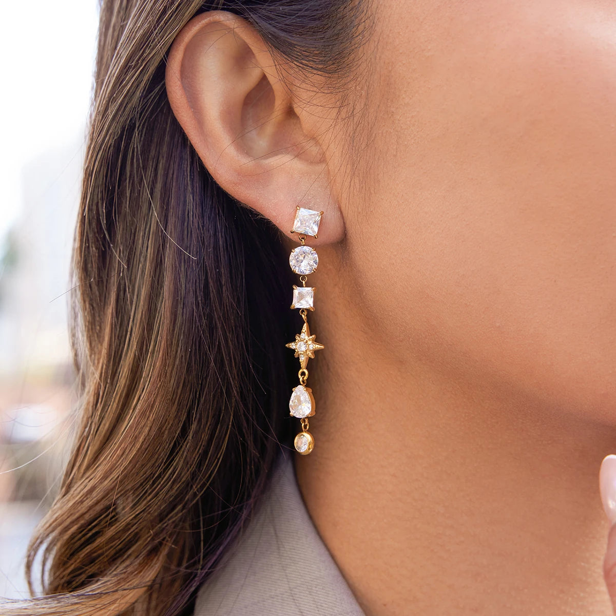 Delicate Zircon Drop Earrings