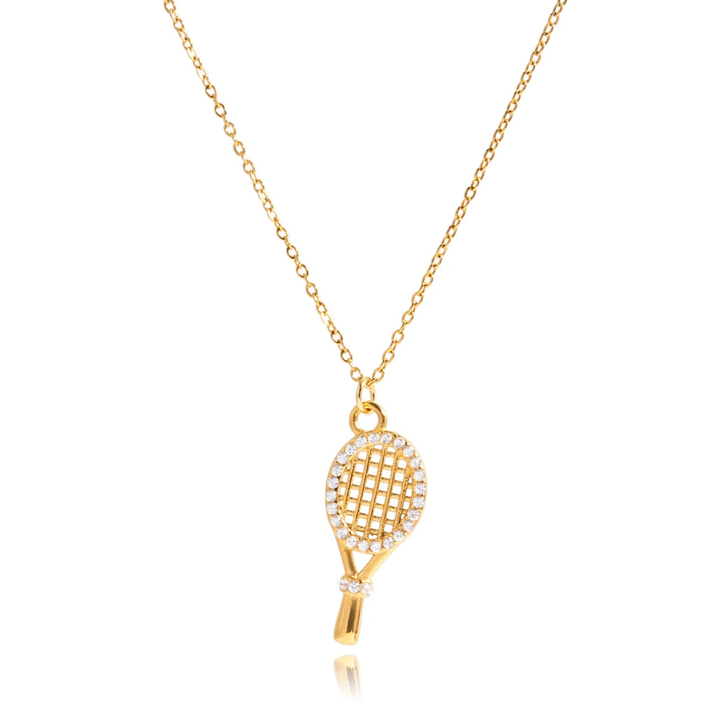 Zircon Tennis Racket Pendant Necklace